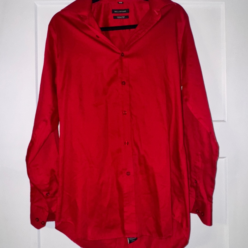 Red Button-Up Shirt- Belissimo